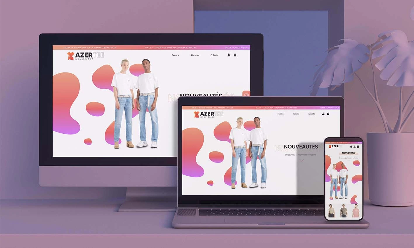 mockup de la maquette graphique Azertee en responsive